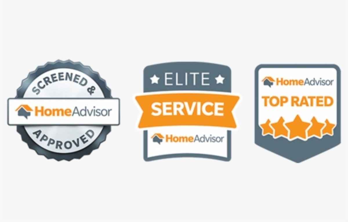 HomeAdvisor Screened and Approved, Elite Service, and Top Rated badges